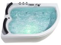 Wanna narożna LED prawa z hydromasażem 158 x 113 cm biała PARADISO Lumarko!