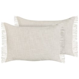 Zestaw 2 poduszek dekoracyjnych MABA Bawełna 50 x 35 cm Złamana biel Jednolity Lumarko!
