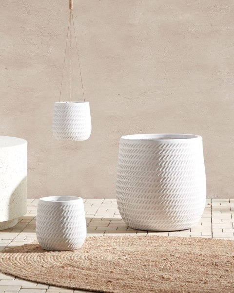 Doniczka LIVADIA Kamień 39 cm Złamana biel