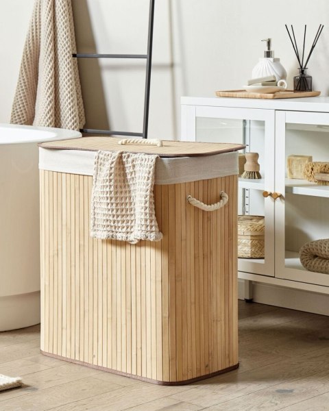 Kosz bambusowy z pokrywką jasne drewno KANDY