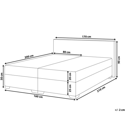 Łóżko kontynentalne Ekoskóra PRESIDENT 160 x 200 cm Biały