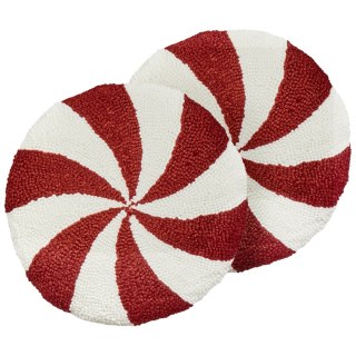 Zestaw 2 poduszek dekoracyjnych SWIRL CANDY Boucle 40 x 40 cm Czerwony Wzór świąteczny