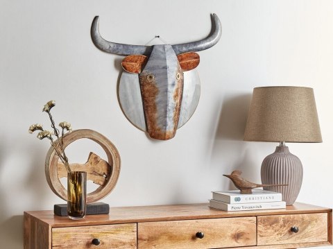 Dekoracja ścienna Byk ERBIUM Metal Szary 41 cm