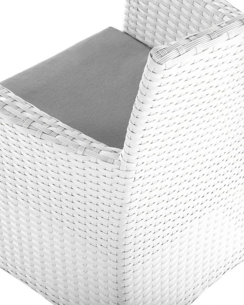 Zestaw 2 krzeseł ogrodowych z poduszkami ITALY Technorattan Biały