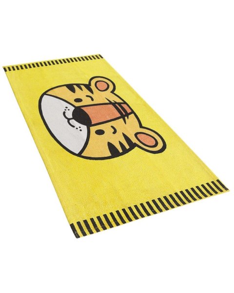 Dywan dziecięcy bawełniany motyw tygrysa 60 x 90 cm żółty RANCHI