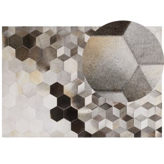 Dywan patchwork skórzany 160 x 230 cm szary SASON