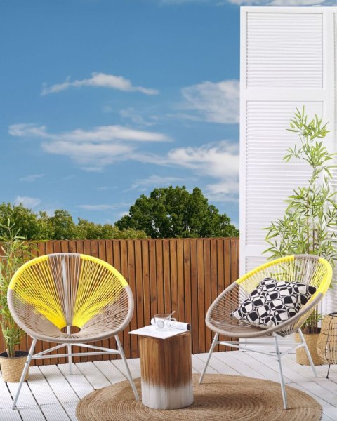 Zestaw 2 krzeseł ogrodowych ACAPULCO Technorattan Beżowoszary