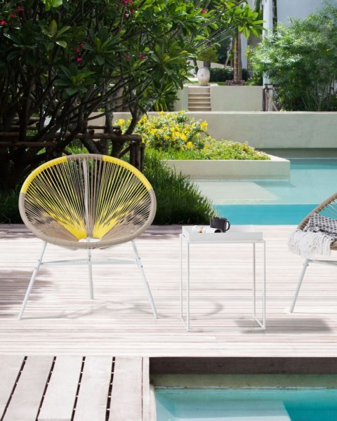 Zestaw 2 krzeseł ogrodowych ACAPULCO Technorattan Beżowoszary