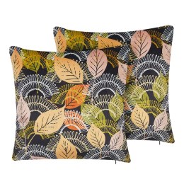 Zestaw 2 poduszek dekoracyjnych LAGURUS Welur 45 x 45 cm Kolorowy Wzór roślinny Lumarko!