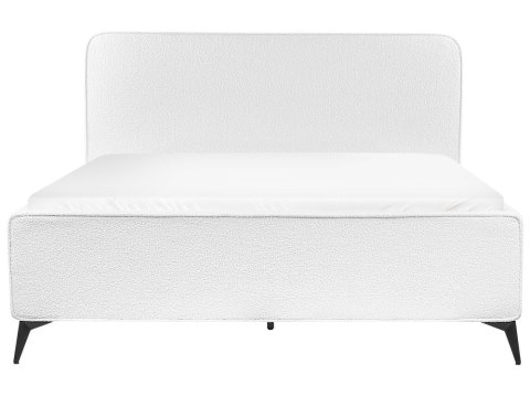 Łóżko Boucle VALOGNES 160 x 200 cm Złamana biel
