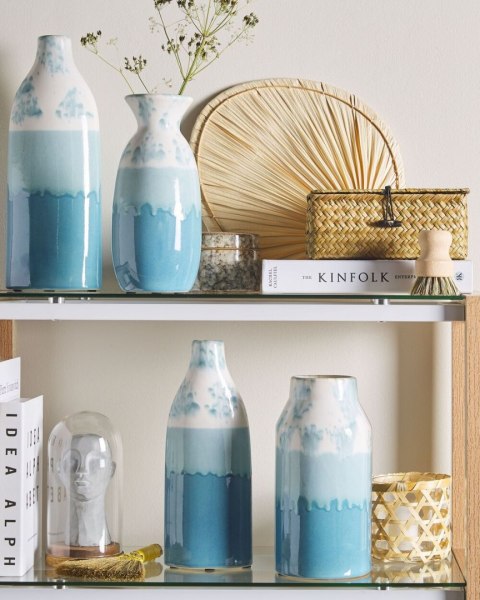 Wazon na kwiaty CHALCIS Kamionka 25 cm Niebieski