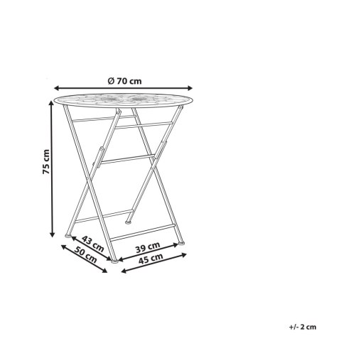 Stolik ogrodowy metalowy ø 70 cm czerwony SCARIO