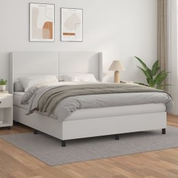  Łóżko kontynentalne z materacem, białe, ekoskóra 160x200 cm Lumarko! Lumarko!
