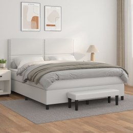  Łóżko kontynentalne z materacem, białe, ekoskóra 180x200 cm Lumarko! Lumarko!