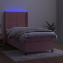  Łóżko kontynentalne z materacem i LED, różowy aksamit 90x200 cm Lumarko! Lumarko!