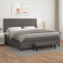  Łóżko kontynentalne z materacem, szare, ekoskóra 200x200 cm Lumarko! Lumarko!