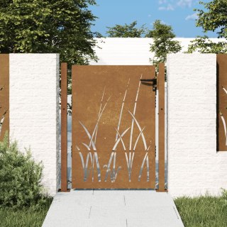 VidaXL Furtka ogrodowa, 100x150 cm, stal kortenowska, motyw trawy