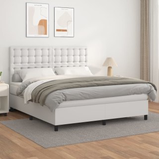  Łóżko kontynentalne z materacem, białe, ekoskóra 180x200 cm Lumarko! Lumarko!