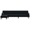  Sofa rozkładana L, czarna, 260x140x70 cm, aksamit Lumarko! Lumarko!