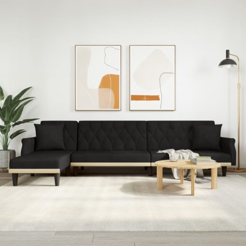 Sofa rozkładana L, czarna, 271x140x70 cm, aksamit Lumarko! Lumarko!