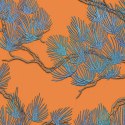 DUTCH WALLCOVERINGS Tapeta z motywem sosny, niebiesko-pomarańczowa Lumarko! Lumarko!