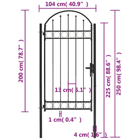  Furtka ogrodzeniowa z łukiem, 100x250 cm, czarna Lumarko! Lumarko!