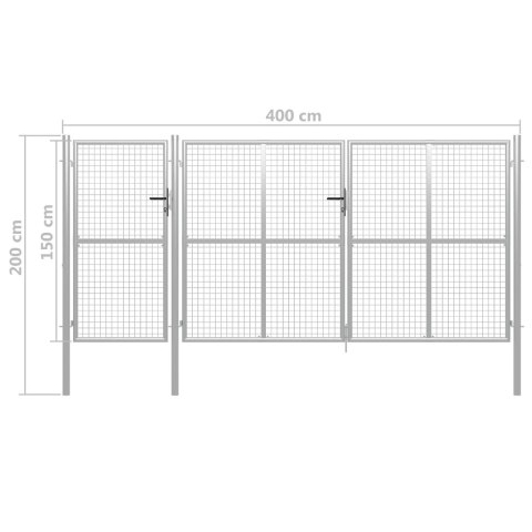 Brama ogrodzeniowa, stalowa, 400 x 150 cm, srebrna Lumarko! Lumarko!