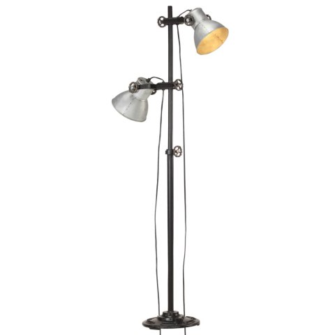  Lampa podłogowa z 2 kloszami, srebrna, E27, żeliwo Lumarko! Lumarko!