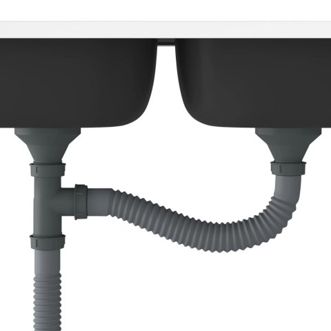  Zlew kuchenny dwukomorowy, srebrny, 1200x500x155 mm, stal Lumarko! Lumarko!