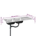 Zlew kuchenny dwukomorowy, srebrny, 1200x500x155 mm, stal Lumarko! Lumarko!