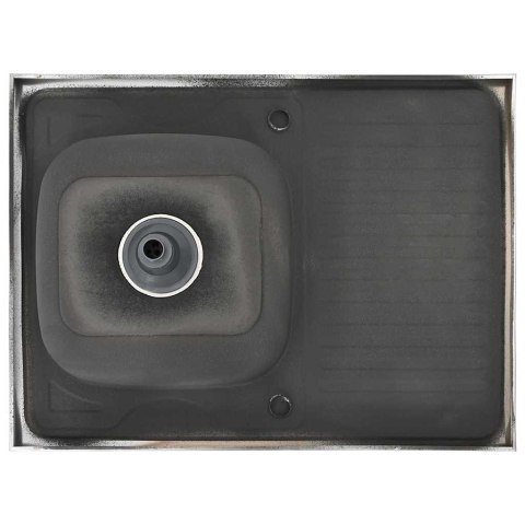 Zlew kuchenny z ociekaczem, srebrny, 800x600x155 mm, stal Lumarko! Lumarko!