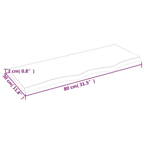 Półka, 80x30x2 cm, surowe lite drewno dębowe Lumarko! Lumarko!