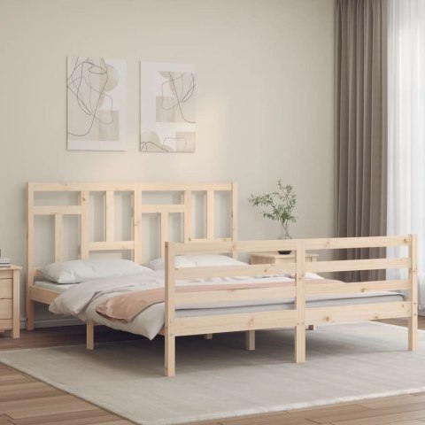  Rama łóżka z wezgłowiem, 160x200 cm, lite drewno Lumarko! Lumarko!