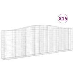  Kosze gabionowe, 15 szt, 400x30x120/140cm, galwanizowane żelazo Lumarko! Lumarko!