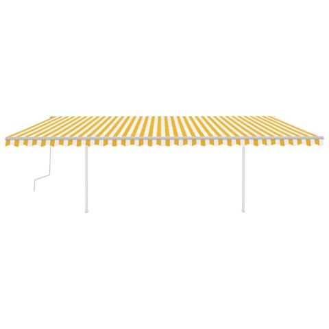 Ręcznie zwijana markiza z słupkami, 6x3,5 m, żółto-biała Lumarko! Lumarko!