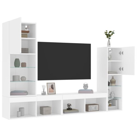  4-cz. zestaw mebli TV z LED, biały, materiał drewnopochodny Lumarko! Lumarko!