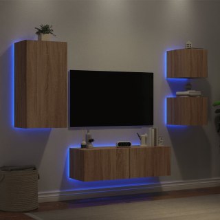  4-cz. zestaw ściennych mebli TV z oświetleniem LED, dąb sonoma Lumarko! Lumarko!