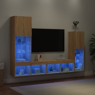  4-częściowy zestaw mebli TV z LED, dąb sonoma Lumarko! Lumarko!