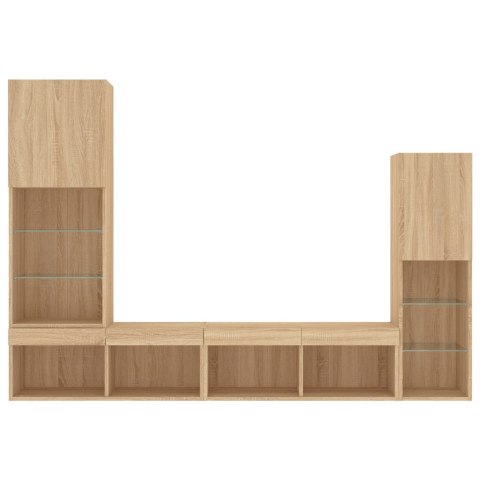  4-częściowy zestaw mebli TV z LED, dąb sonoma Lumarko! Lumarko!