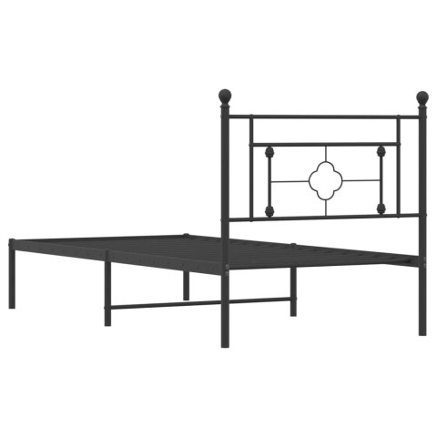  Metalowa rama łóżka z wezgłowiem, czarna, 90x200 cm Lumarko! Lumarko!