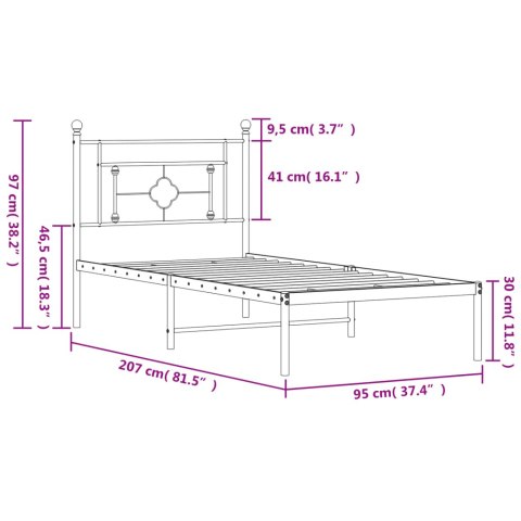 Metalowa rama łóżka z wezgłowiem, czarna, 90x200 cm Lumarko! Lumarko!