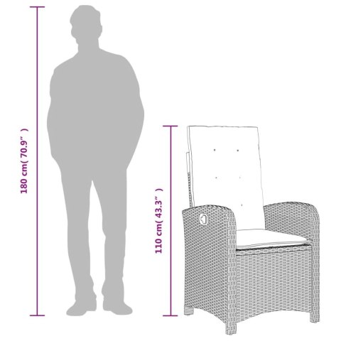  Rozkładany fotel ogrodowy z poduszkami, szary polirattan Lumarko! Lumarko!