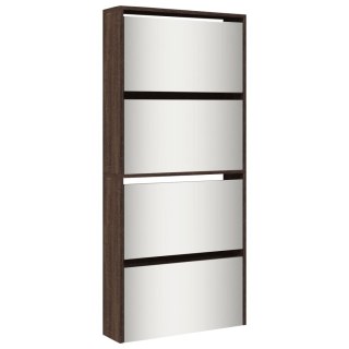  Szafka na buty z lustrem, 4-poziomy, brązowy dąb, 63x17x134 cm Lumarko! Lumarko!