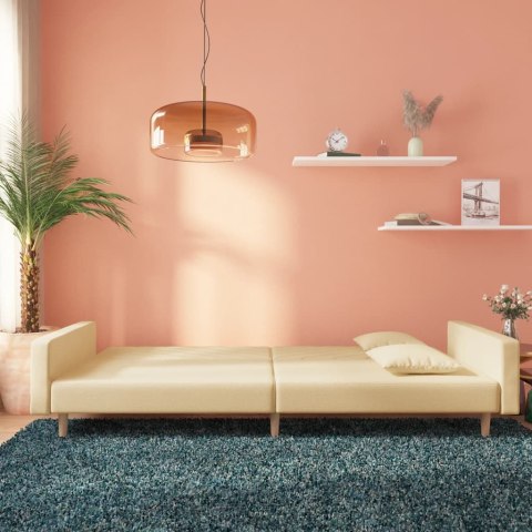 2-osobowa kanapa, 2 poduszki, kremowa, tapicerowana tkaniną Lumarko! Lumarko!