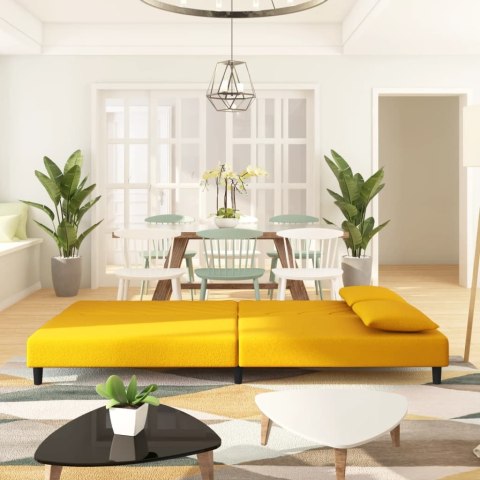 2-osobowa kanapa, 2 poduszki, żółta, aksamitna Lumarko! Lumarko!