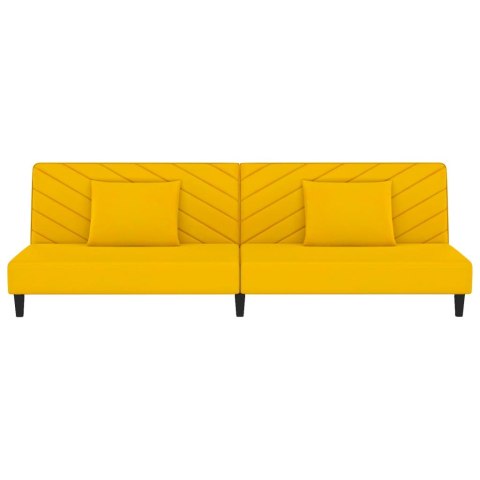 2-osobowa kanapa, 2 poduszki, żółta, aksamitna Lumarko! Lumarko!