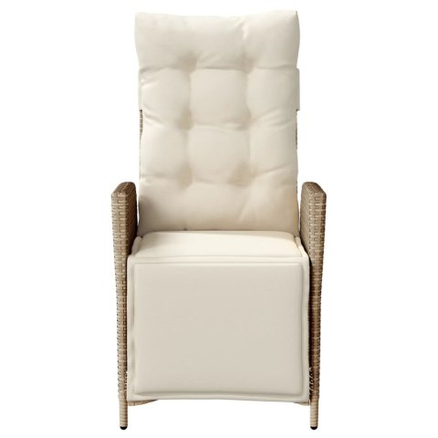  Rozkładany fotel ogrodowy z podnóżkiem, beżowy polirattan Lumarko! Lumarko!