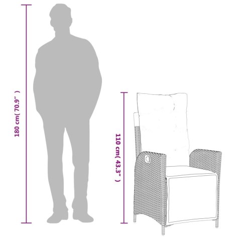 Rozkładany fotel ogrodowy z podnóżkiem, jasnoszary polirattan Lumarko! Lumarko!