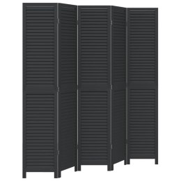  Parawan pokojowy, 5-panelowy, czarny, lite drewno paulowni Lumarko! Lumarko!