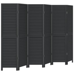  Parawan pokojowy, 6-panelowy, czarny, lite drewno paulowni Lumarko! Lumarko!